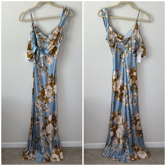 REFORMATION Ronda Silk Blue Max Floral Dress in Serene SZ US 6 NWT - Picture 2 of 7